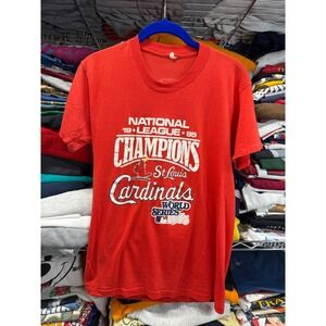 Vintage 1985 St Louis Cardinals World Series NL Champions TShirt Red Mens Medium